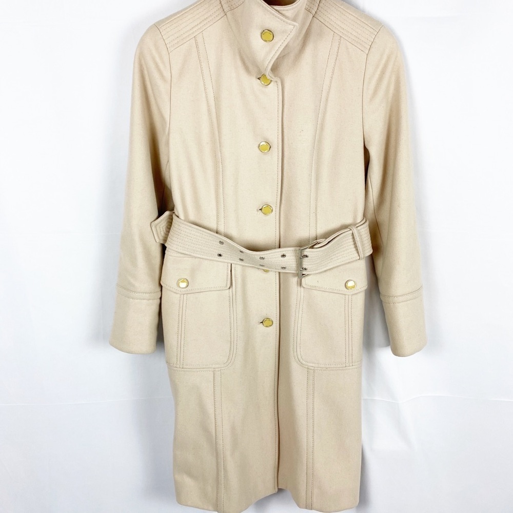 KENNETH KOLE Cream Military Style Coat
